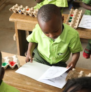 Bridge effect: school child reading book